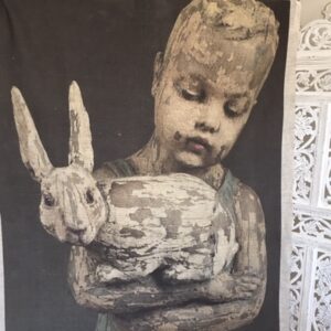 Wooden boy & rabbit 1m x 1.5m